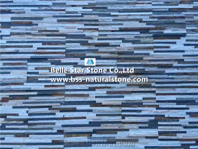 Slate and Quartzite Mini Stacked Stone,Waterfall Shape Culture Stone Vener