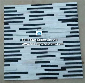 White Black Quartzite Mini Stacked Stone,Waterfall Shape Ledgestone