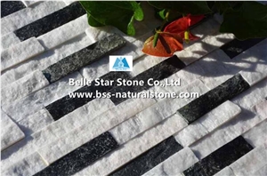White Black Quartzite Mini Stacked Stone,Waterfall Shape Stone Veneer