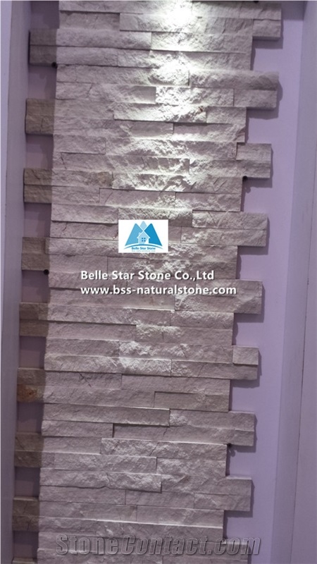 White Serpeggiante Marble Culture Stacked Ledge Stone Cladding Veneer