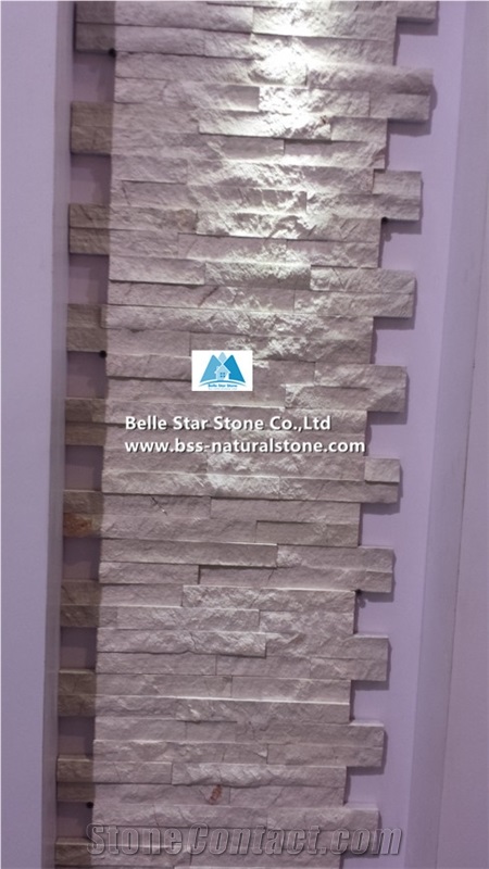 White Serpeggiante Marble Culture Stacked Ledge Stone Cladding Veneer