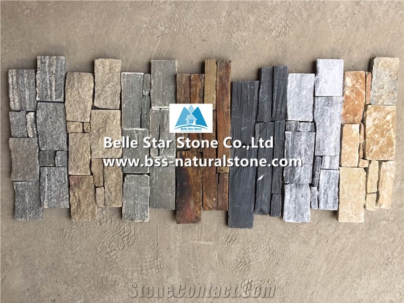 Yellow Granite Culture Ledge Stacked Stone Cladding with Steel Wire