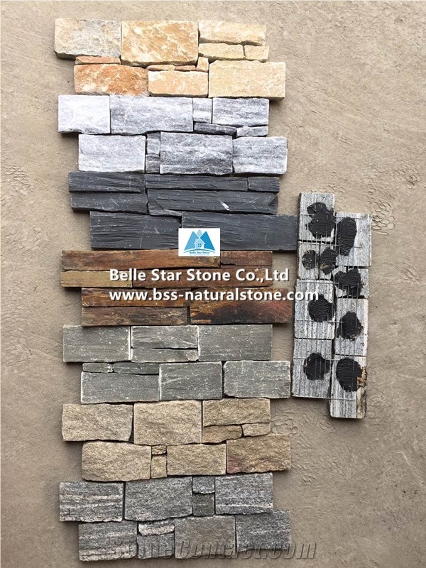 Yellow Granite Culture Ledge Stacked Stone Cladding with Steel Wire