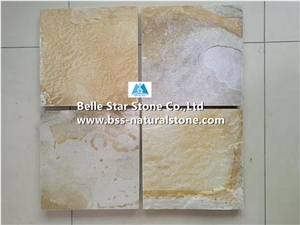 Yellow Quartzite Split Face Stone Flooring Tiles,Wall Tile,Patio Paver