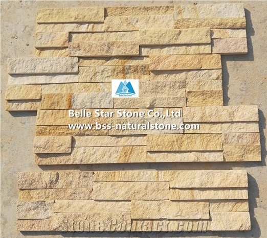 Yellow Sandstone Culture Stacked Ledge Stone Veneer Cladding Panels