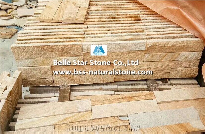 Yellow Sandstone Culture Stacked Ledge Stone Veneer Cladding Panels