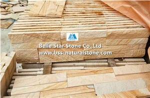 Yellow Sandstone Culture Stacked Ledge Stone Veneer Cladding Panels