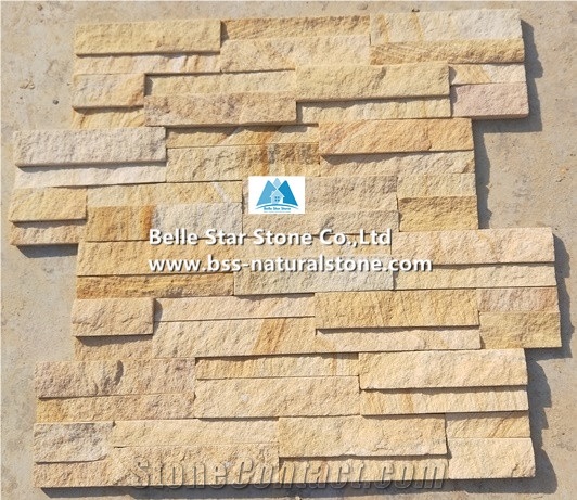 Yellow Sandstone Culture Stacked Ledge Stone Veneer Cladding Panels