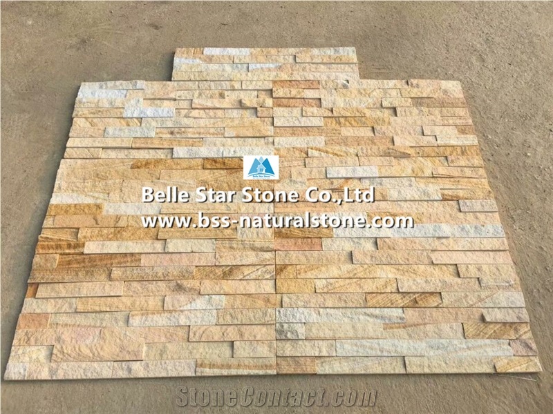 Yellow Sandstone Culture Stacked Ledge Stone Veneer Cladding Panels