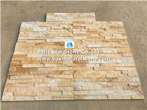 Yellow Sandstone Culture Stacked Ledge Stone Veneer Cladding Panels