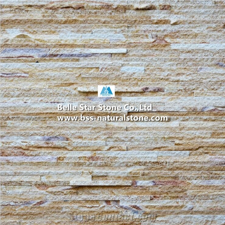 Yellow Sandstone Mini Stacked Stone Veneer,Waterfall Shape Ledgestone