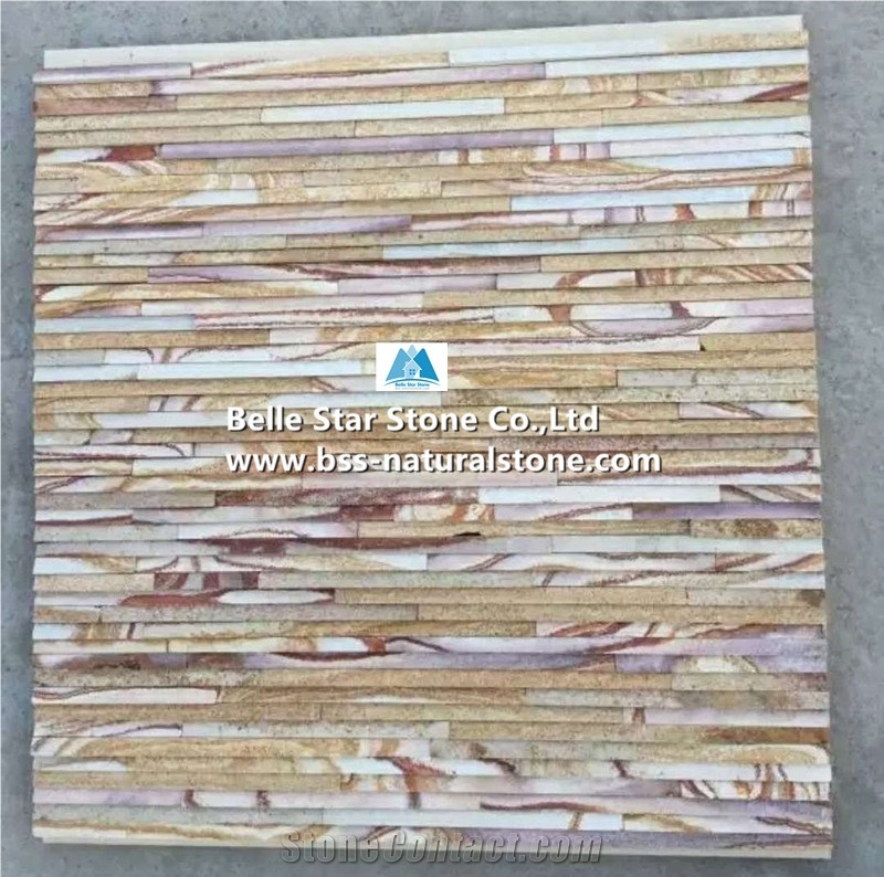 Yellow Sandstone Mini Stacked Stone Veneer,Waterfall Shape Ledgestone
