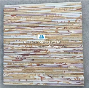 Yellow Sandstone Mini Stacked Stone Veneer,Waterfall Shape Ledgestone
