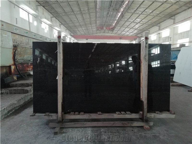 Elegant Crystalized Marble Stone Slabs in Black Color for Floor Tiles