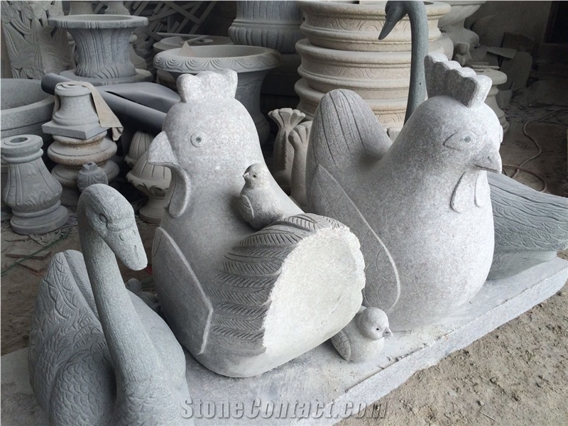 China Manufacture G664 Violet Granite Chicken Hens Animal Carving
