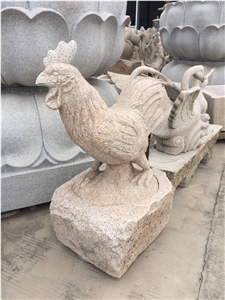 China Manufacture G682 Rusty Yellow Granite Chicken Rooster Carving