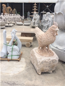 China Manufacture G682 Rusty Yellow Granite Chicken Rooster Carving