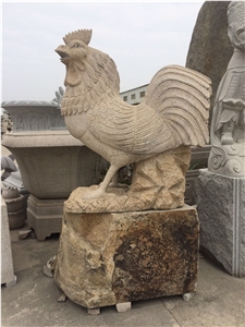 China Manufacture G682 Rusty Yellow Granite Chicken Rooster Carving