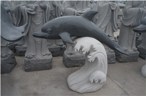 China Manufacture Padang Dark Grey Grainte G654 Dolphin Animal Carving