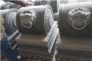 China Manufacture Padang Dark Grey Granite G654 Lion Carving