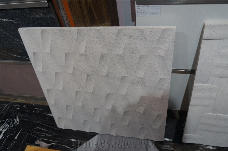 Portugal Beige Limestone 3d Wallstone, Split Wall Cladding, Saw Cut Wal