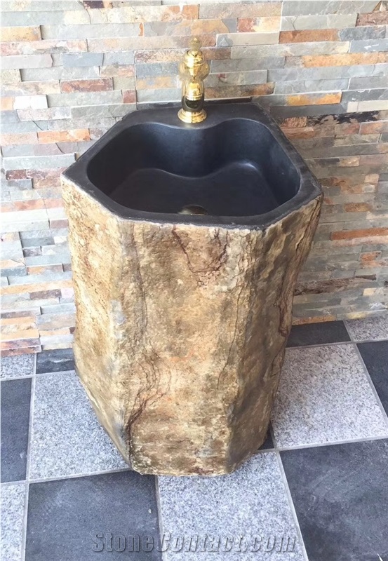 Natural Sink River Stone Basin, Grey Bluestone Sinks & Basins