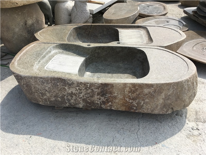 Natural Sink River Stone Basin, Grey Bluestone Sinks & Basins