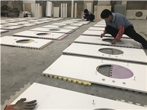 Pure White Quartz Bath Countertop from Factory Directly Supply Moreonyx