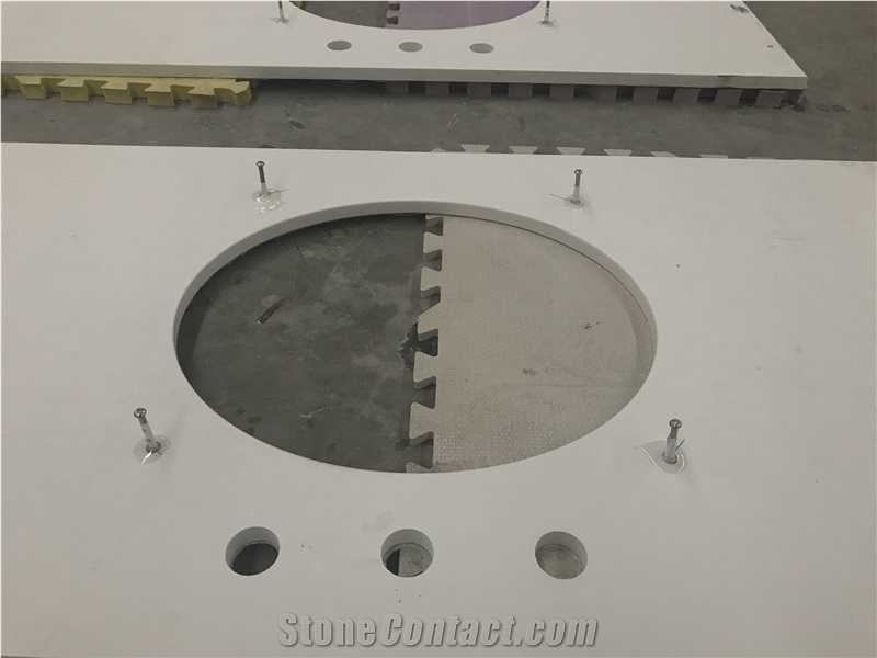Pure White Quartz Bath Countertop from Factory Directly Supply Moreonyx
