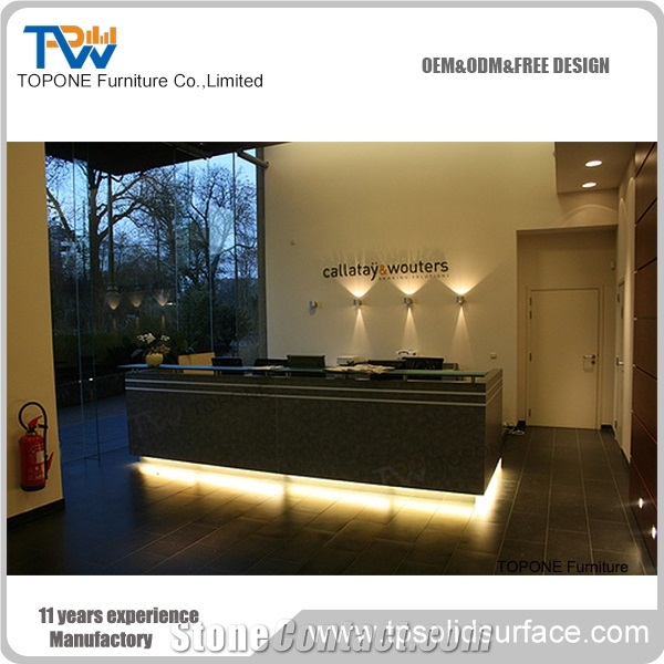 Acrylic Marble Reception Desk Artificial Stone Reception Counter
