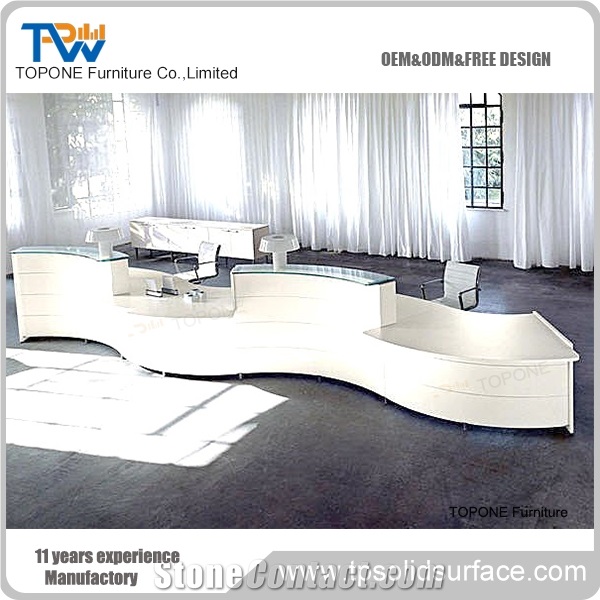Acrylic Marble Reception Desk Artificial Stone Reception Counter