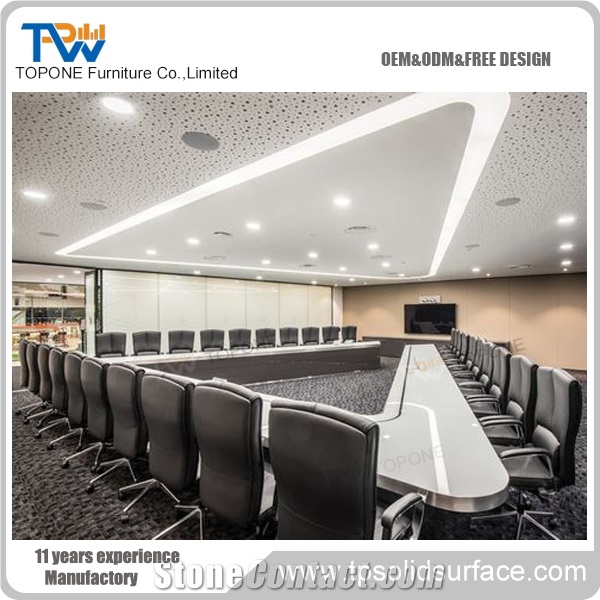 Acrylic Rectangle Office Meeting Station Tabletop for 20 Person