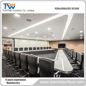 Acrylic Rectangle Office Meeting Station Tabletop for 20 Person