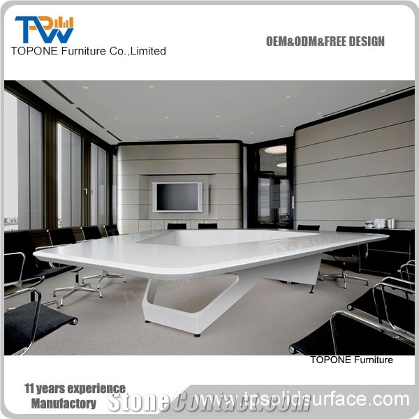 Acrylic Rectangle Office Meeting Station Tabletop for 20 Person