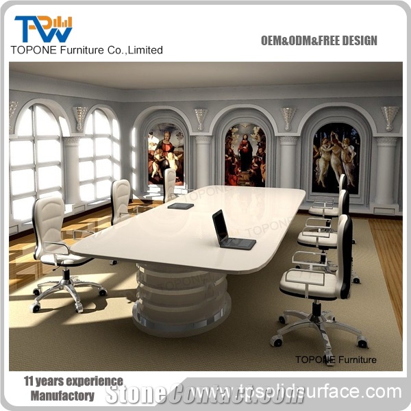 Acrylic Rectangle Office Meeting Station Tabletop for 20 Person