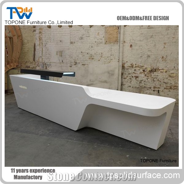 Acrylic Solid Surface Corian 2 People Designed Recetion Counter