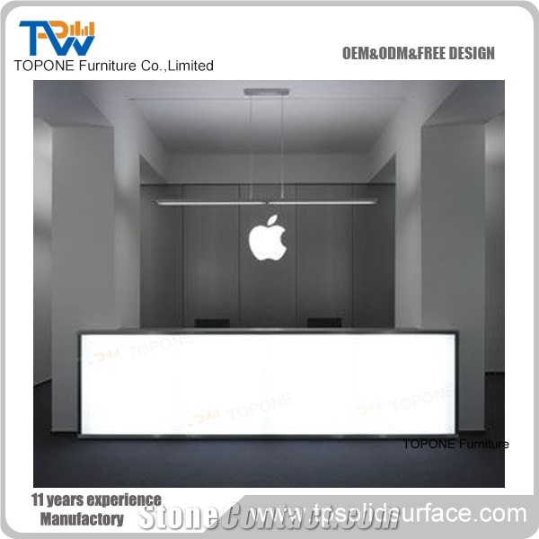 Acrylic Solid Surface Corian 2 People Designed Recetion Counter