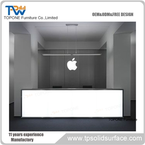 Acrylic Solid Surface Corian 2 People Designed Recetion Counter