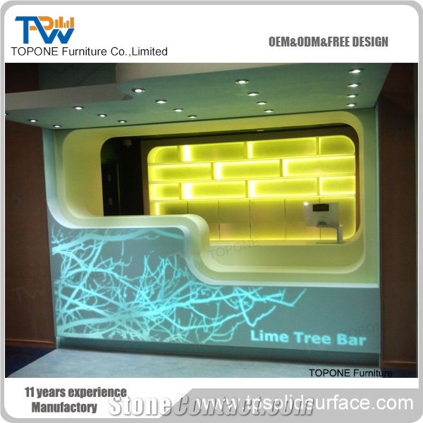 Acrylic Solid Surface Flower Decorated Modern Bar Counter