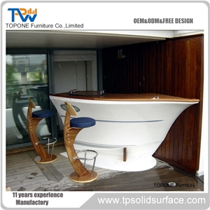 Acrylic Solid Surface Flower Decorated Modern Bar Counter