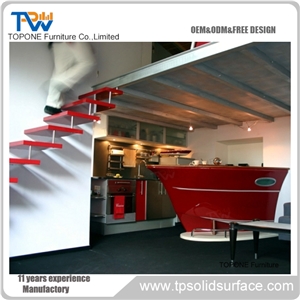 Acrylic Solid Surface Flower Decorated Modern Bar Counter