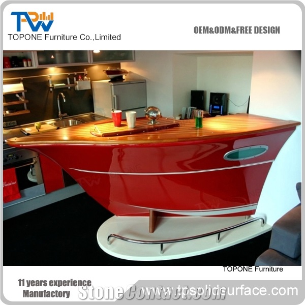 Acrylic Solid Surface Flower Decorated Modern Bar Counter