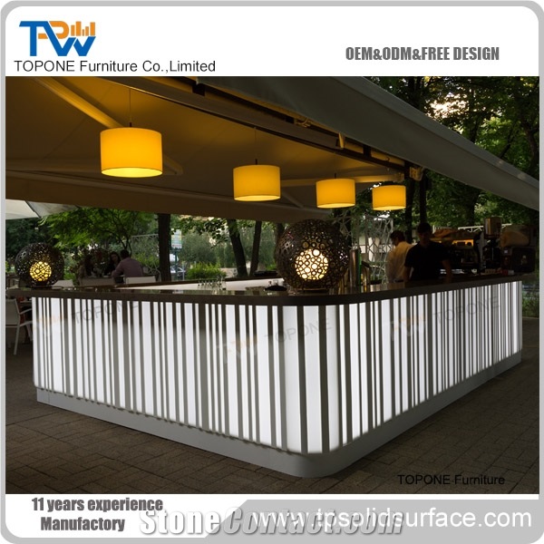 Acrylic Solid Surface Led Lighted Cinema Design Reception Counter