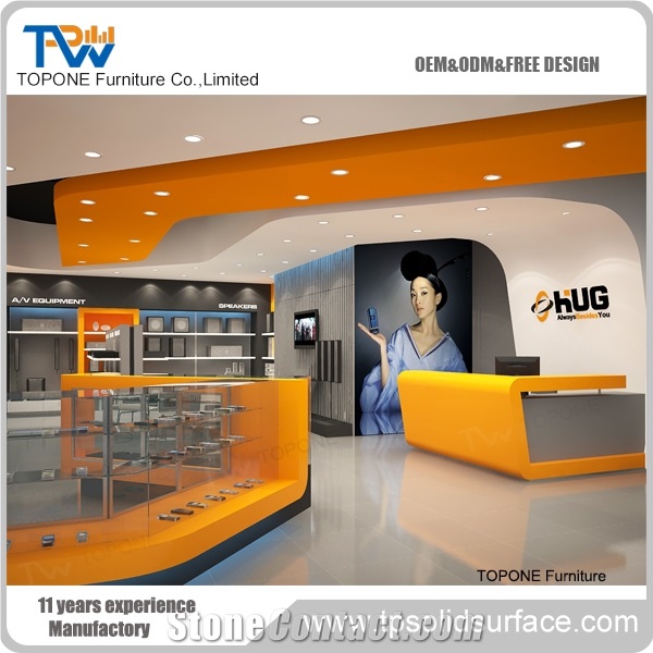 Acrylic Solid Surface Led Lighted Cinema Design Reception Counter