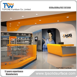 Acrylic Solid Surface Led Lighted Cinema Design Reception Counter