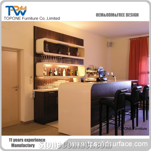 Acrylic Solid Surface Luxury Led Customized Flower Bar Counter