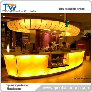 Acrylic Solid Surface Luxury Led Customized Flower Bar Counter