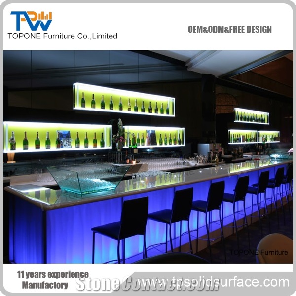 Acrylic Solid Surface Luxury Led Customized Flower Bar Counter