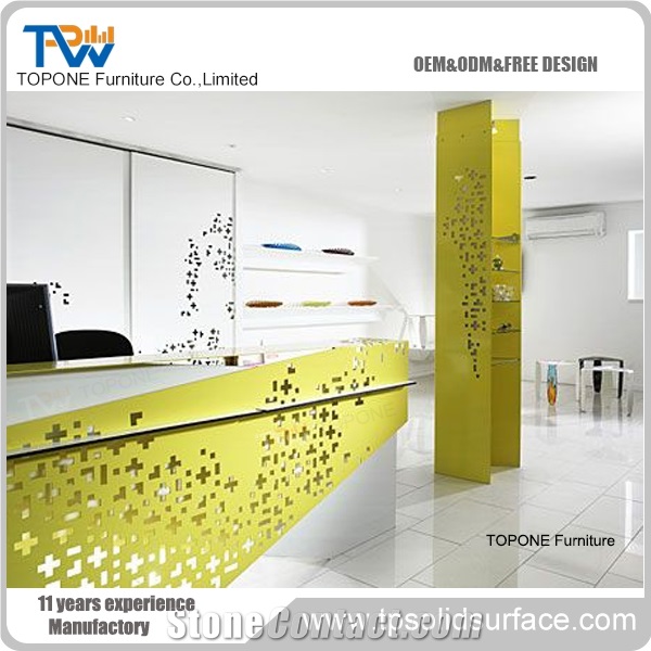 Acrylic Solid Surface Office Reception Table Design