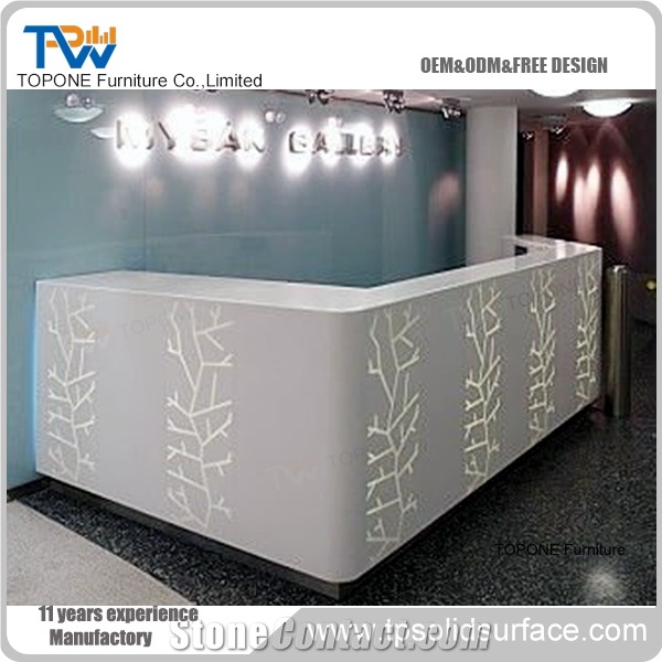 Acrylic Solid Surface Office Reception Table Design